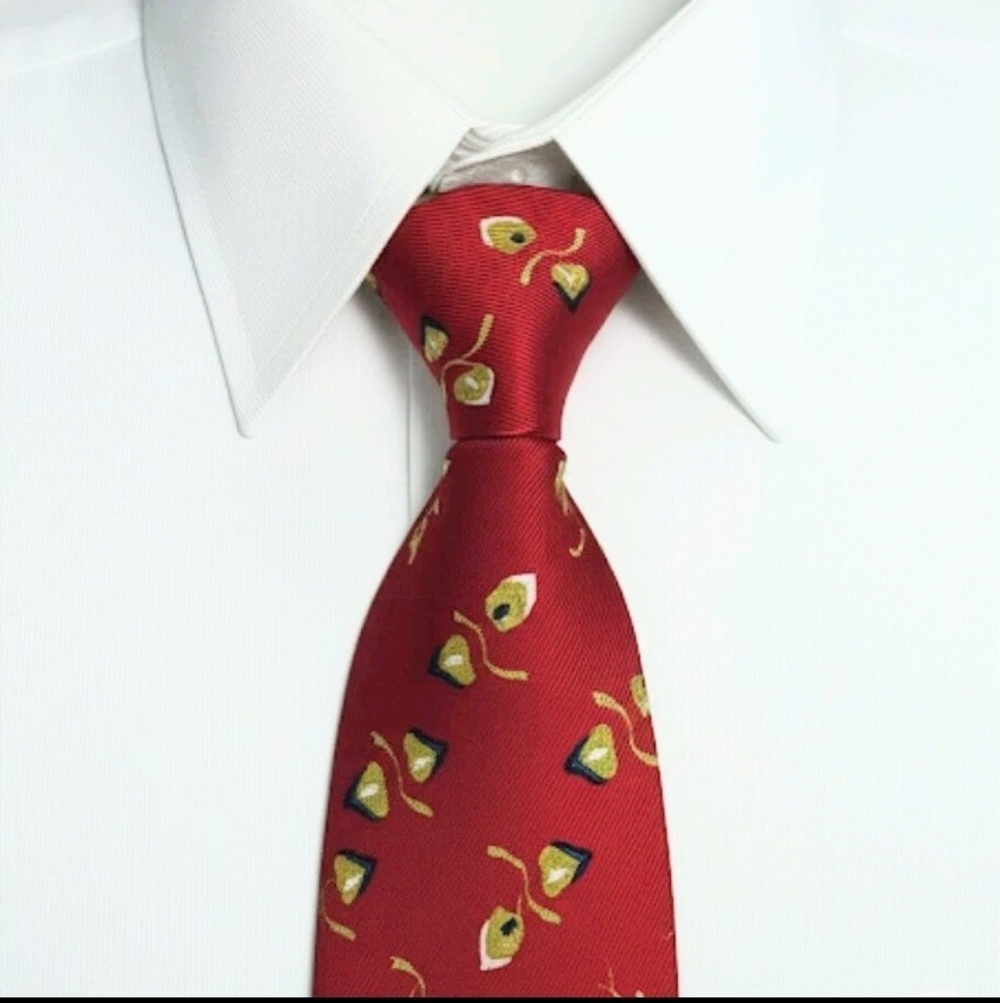 Vintage Coach   Silk Mens Tie Italy Wine Red Gold Leaf Floral Designer  3.75x58